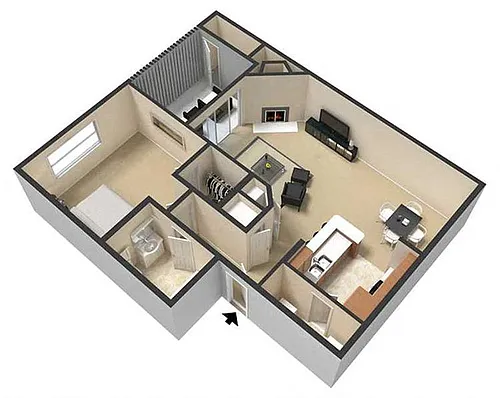 Floor plan 1 Bedroom, 1 Bathroom