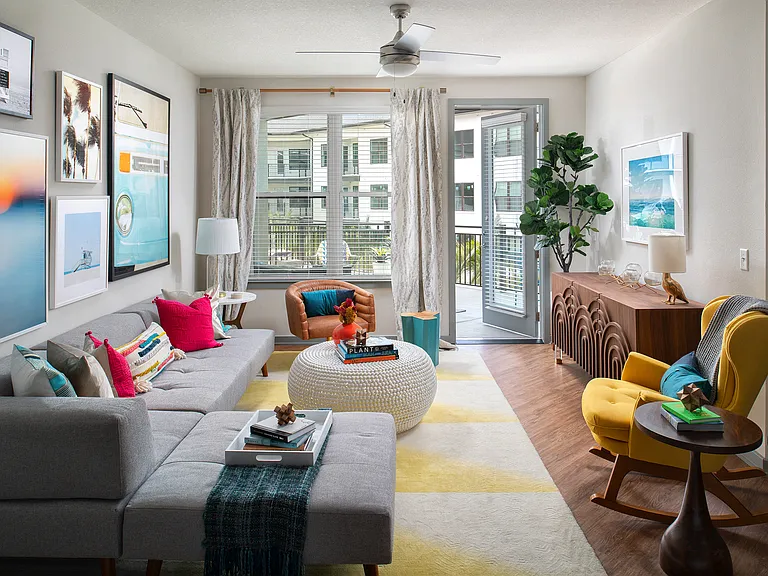 Living room with patio access