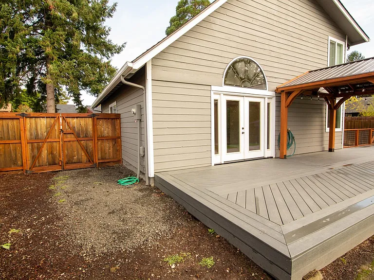 View of house from backyard (and deck/gazebo)