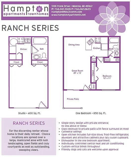Floor plan Ranch Series Studio