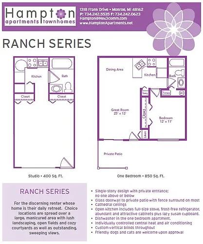 Floor plan Ranch Series Studio