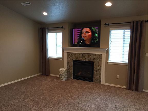 Vaulted Ceiling Living Room w/ FP