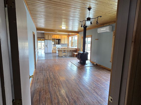 Living room, dining room and kitchen