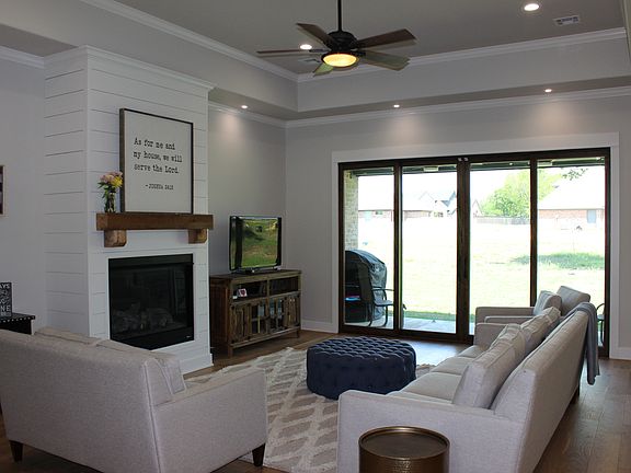 Shiplap fireplace. 12ft door