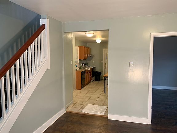 View from living room into kitchen and bedroom