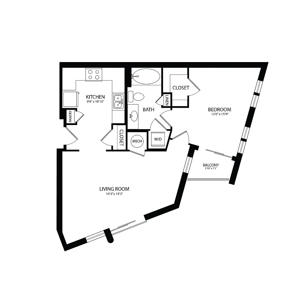 Floor plan 1 Bedroom, 1 Bath 722 SF A7