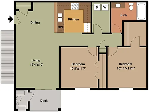Floor plan Large 2 bed 1 Bath