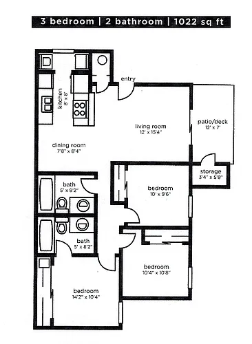 Floor plan 3 bedroom - 2 bathroom