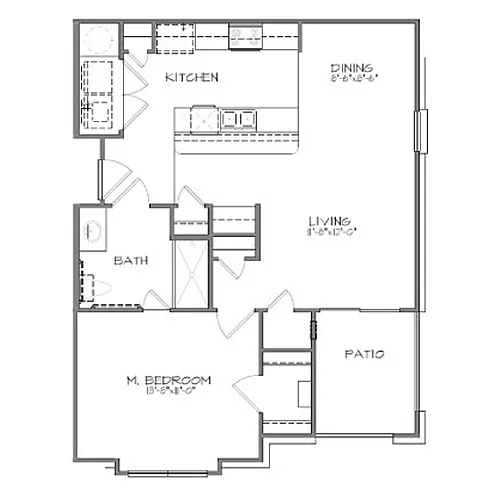 Floor plan 1 Bedroom, 1 Bathroom