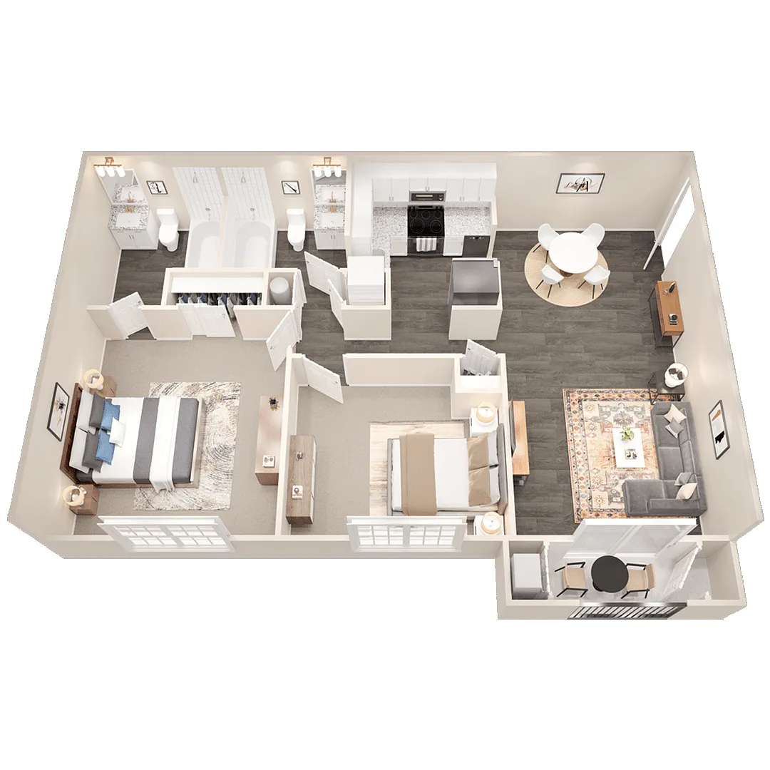 Floor plan 2 Bedroom 2 Bath