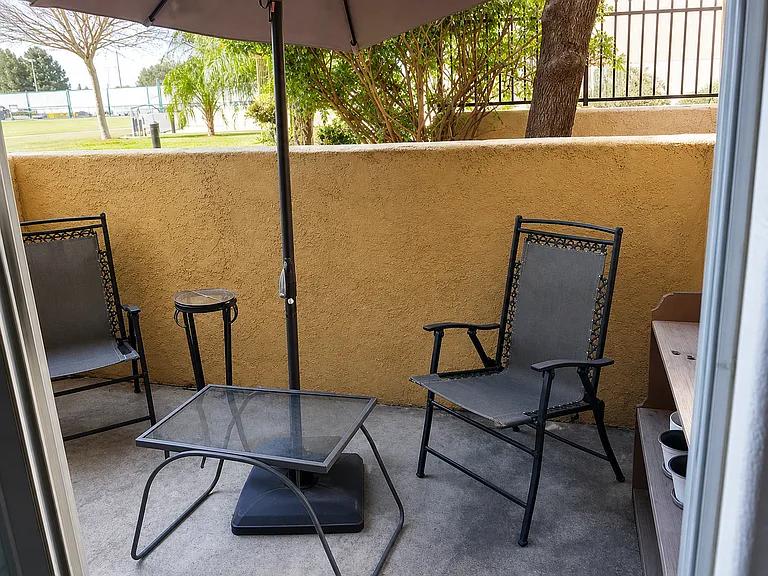 Patio (old picture, but you can see the grassy lawn directly outside the unit)