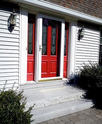 granite steps and etched gl...