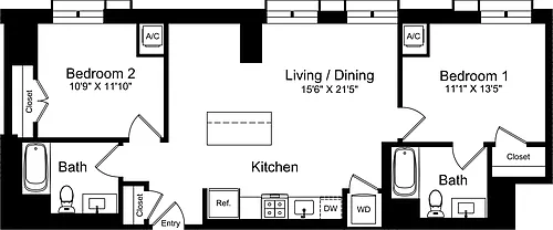 Floor plan 2 Bedroom F