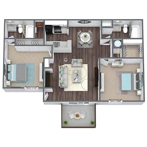 Floor plan B2: 2 Bed 2 Bath