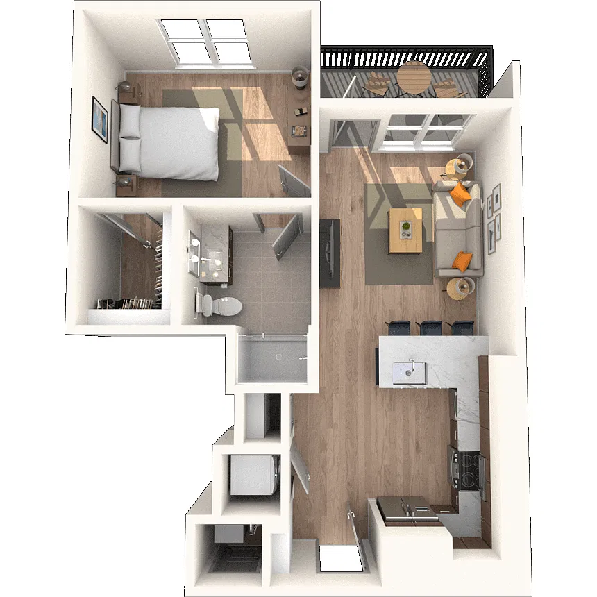 Floor plan A1 1x1 657 SF-FP