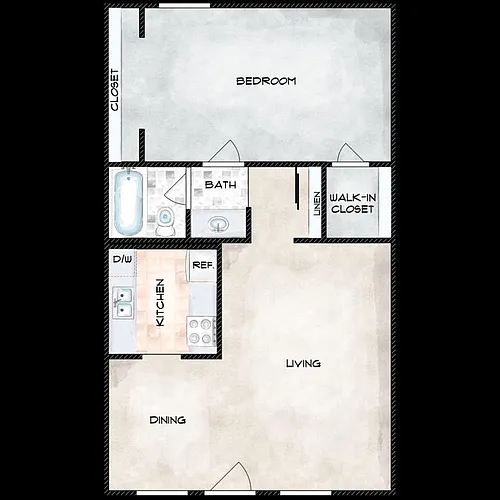 Floor plan 1 Bed 1 Bath