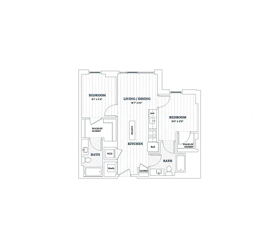 Floor plan 2 Bedroom - 2 Bath | b03
