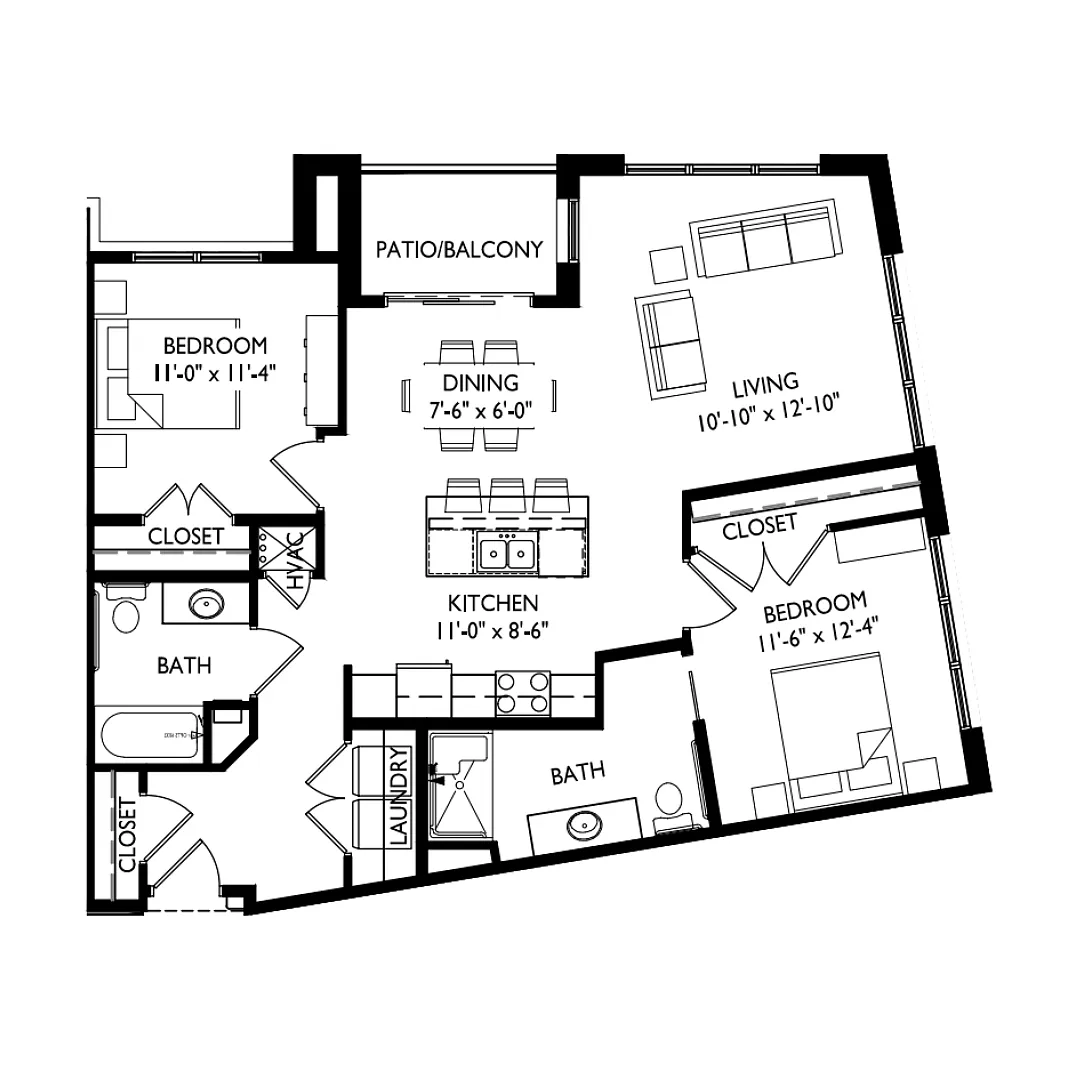 Floor plan Two Bedroom - Two Bathroom