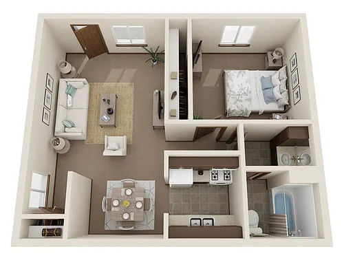 Floor plan One Bedroom, One Bathroom