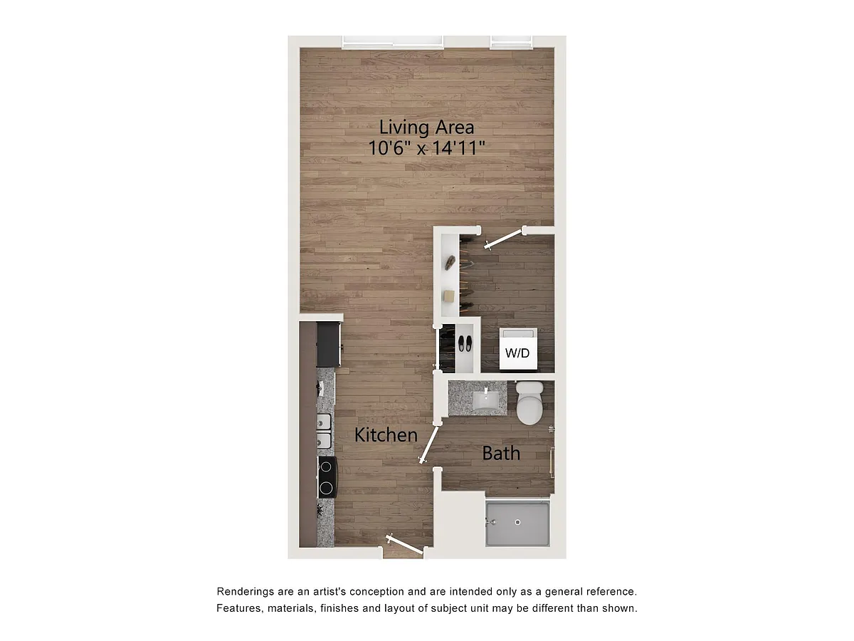 Floor plan Studio 1 Bath