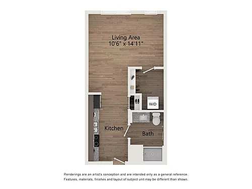 Floor plan Studio 1 Bath