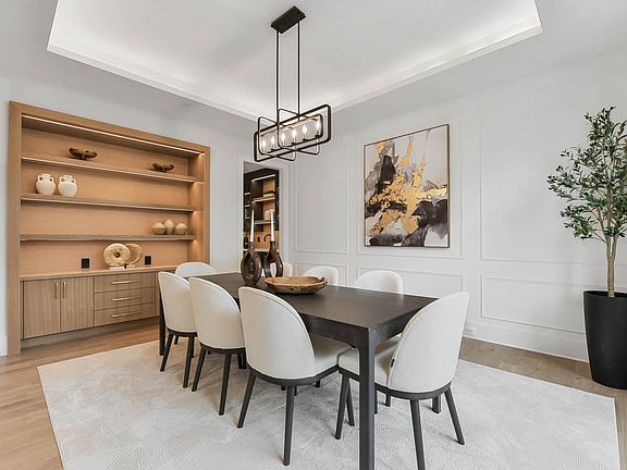 Built-in cabinetry anchors the dining alcove