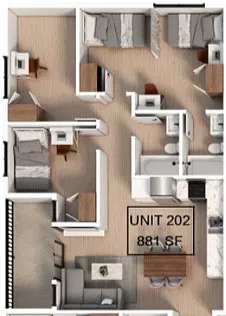 Floor plan 3 Bedroom | 2 Bath C