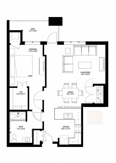 Floor plan One Bedroom - E