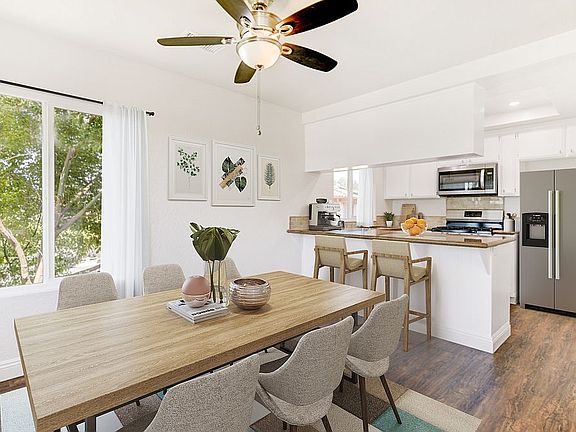 Virtually staged dining area