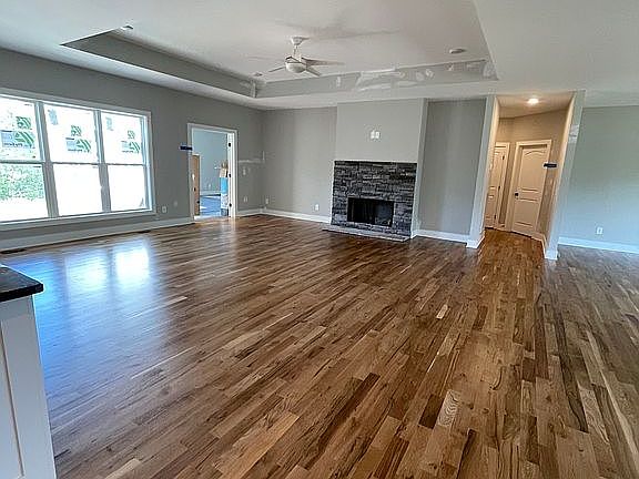 Trey ceiling and fireplace