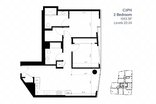 Floor plan C3ph 2 Bedroom Penthouse