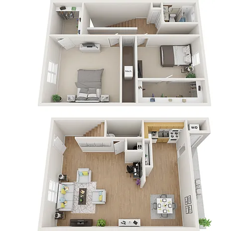 Floor plan 2 Bed 1 and half Bath