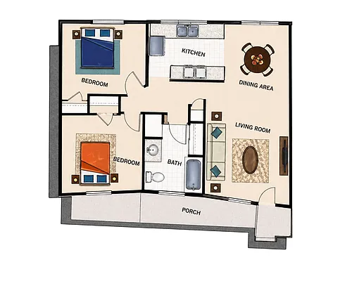 Floor plan 2 Bedroom 1 Bath