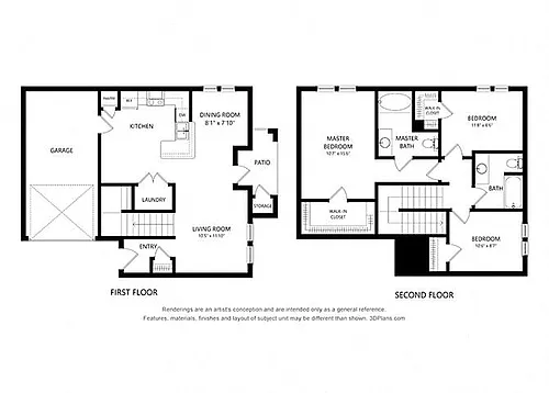 Floor plan Three Bedroom Townhome