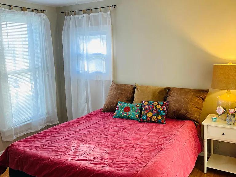 The third bedroom faces southwest but has good natural light, space for a queen-sized bed, and a walk-in closet.