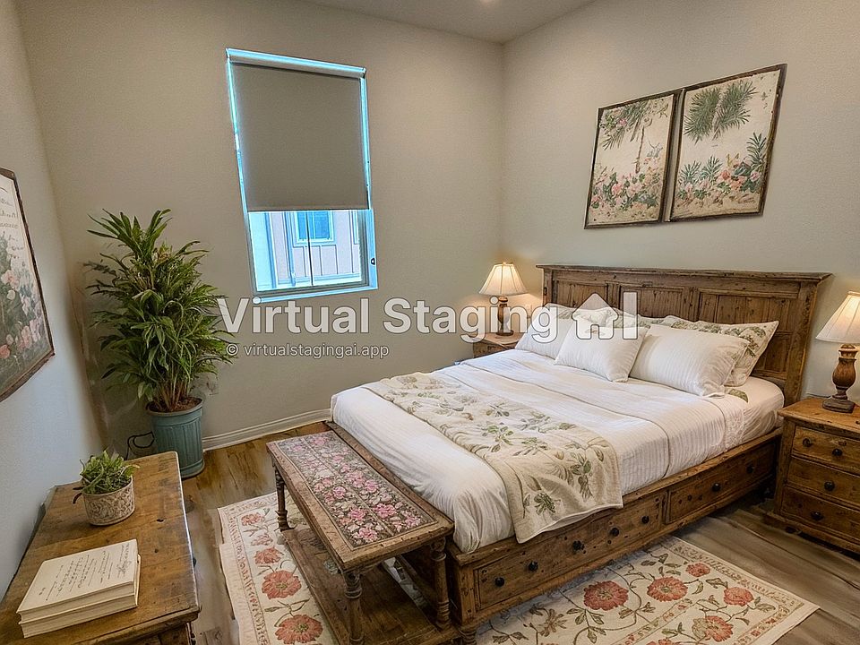 Guest bedroom staged