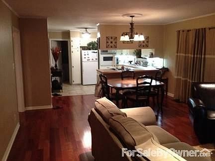 looking into kitchen from den