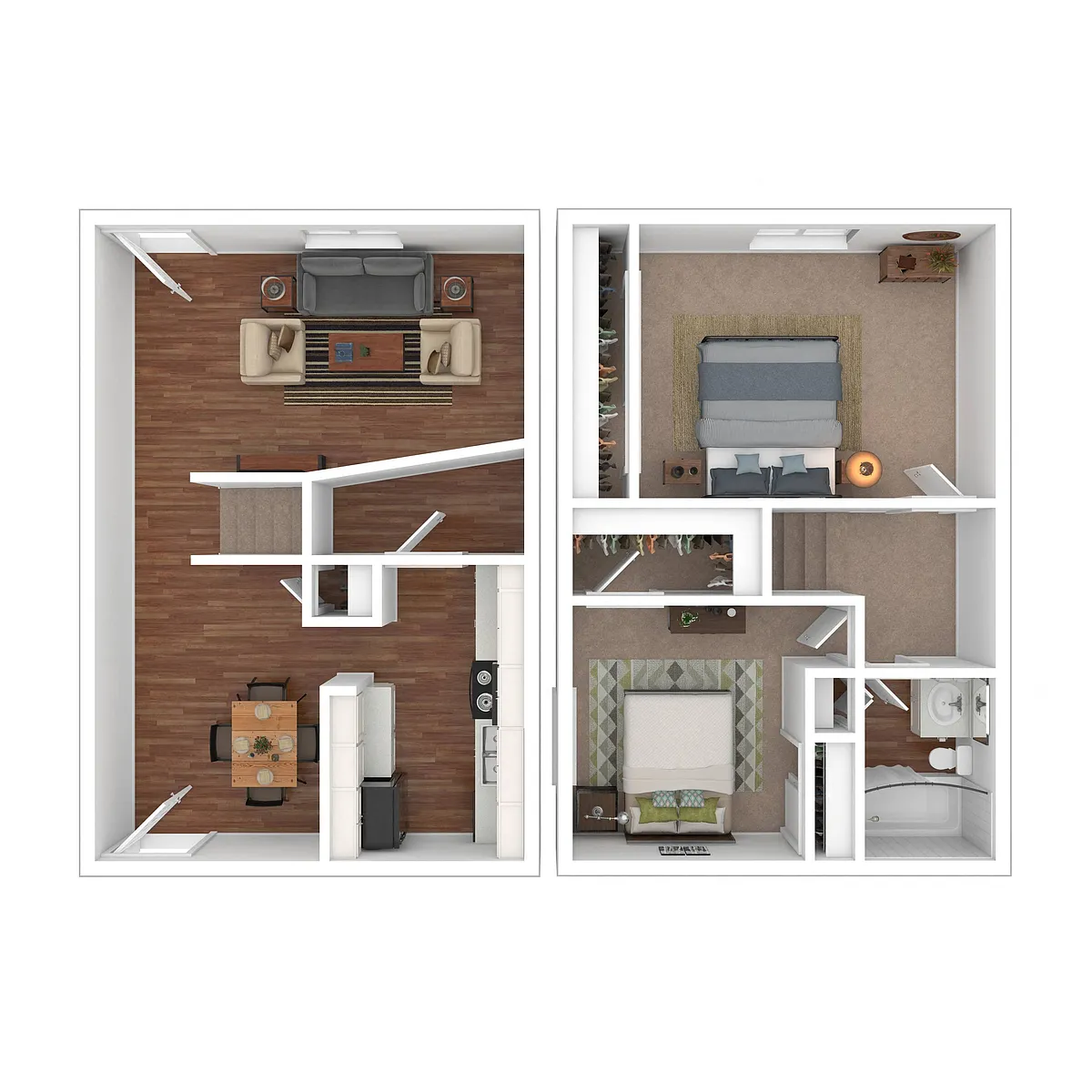 Floor plan Two Bedroom One Bath