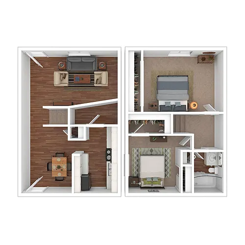 Floor plan Two Bedroom One Bath