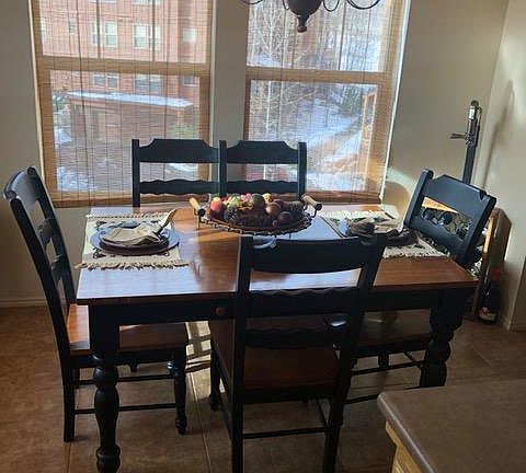 Kitchen seats 6 but can be expanded.
