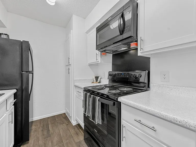 Updated kitchen with black appliances