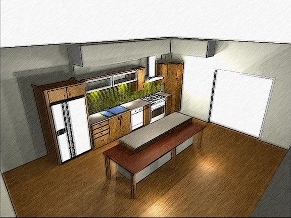 Kitchen rendering view from above