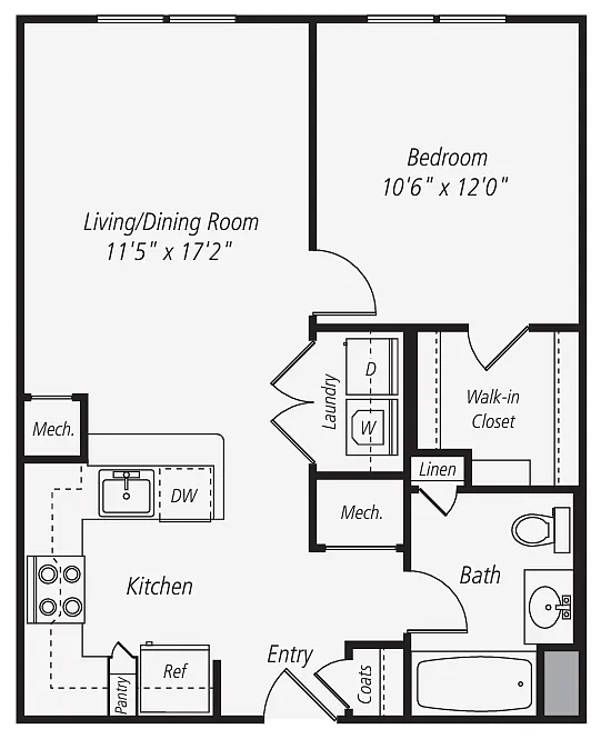 Floor plan A2 1 Bed 1 Bath