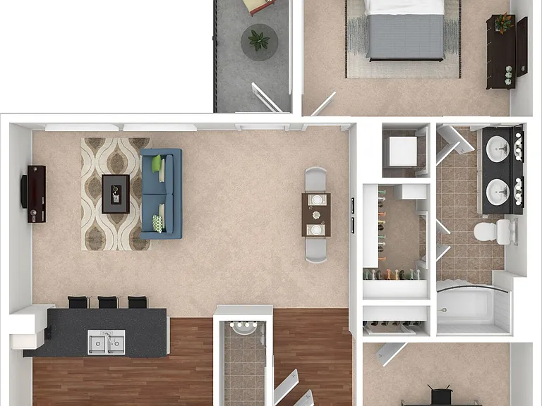 1 BD / 1.5 BA 965 SF