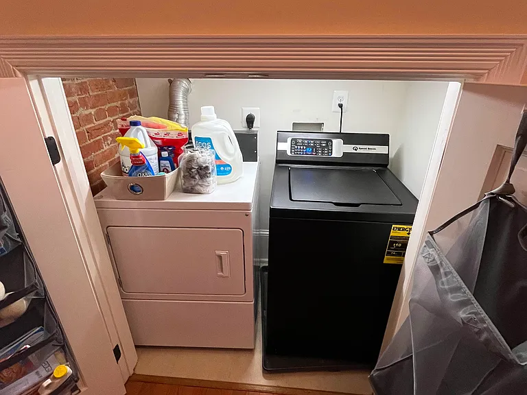 Speed Queen washer on right and Maytag dryer on left.