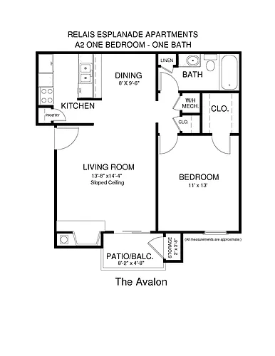 Floor plan One Bedroom - Avalon - Call for Availability