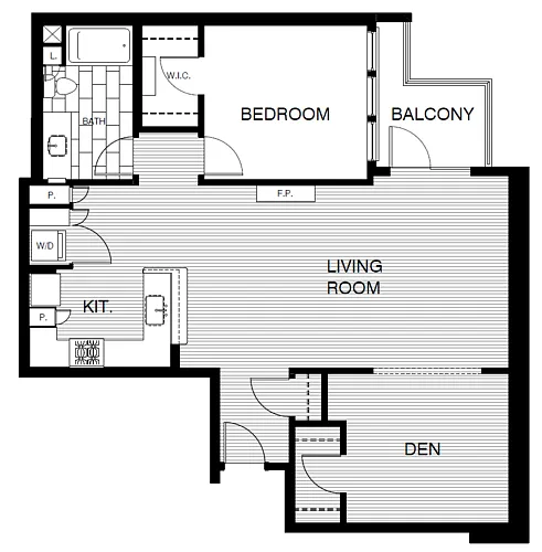 Floor plan 1x1 LG den 1053