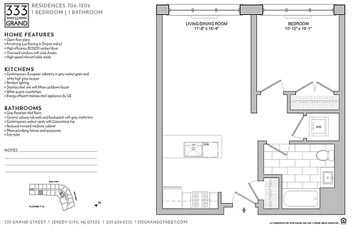 Floor plan 333 GRAND - 1 BEDROOM FLOOR PLAN AS