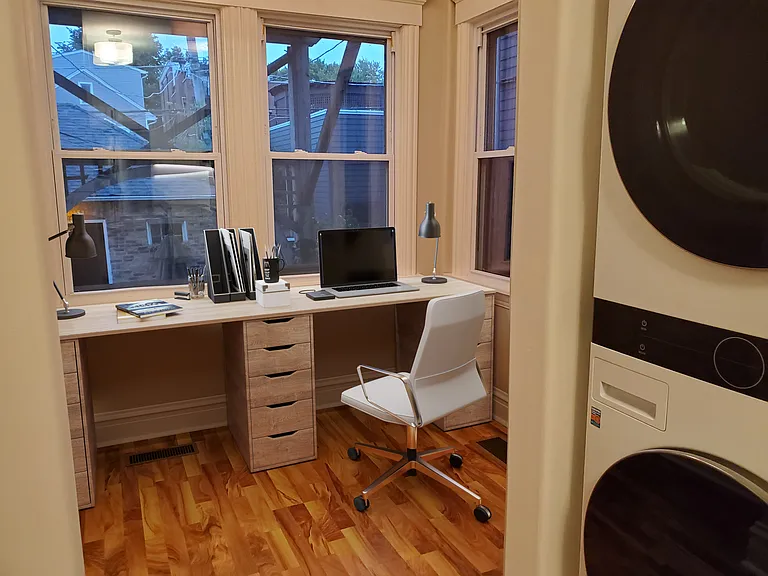 dedicated office overlooking landscaped yard