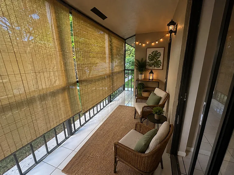 Staged with AI. Balcony